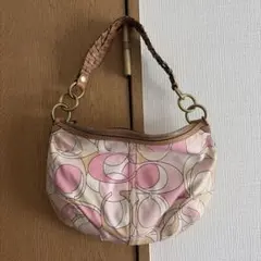 COACH コーチ シグネチャー柄 ショルダーバッグ ピンク ベージュ11905