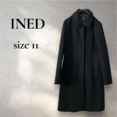 ❤️INEDイネド❤️アンゴラ混ロングコート 11号 黒 日本製 セレモニー 大きめ