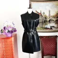 コスチュームナショナルレザーベストCostume Nationalダークブラウン 