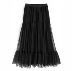 グレイル　チュール　ティアード　スカート　[sm114]　タグ付き　黒