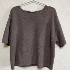ZARA リブ編みのブラウン半袖ニットのサムネイル