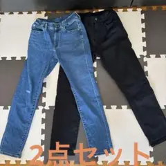 ユニクロ　ダメージジーンズ&ブラックチノパン　サイズ140cm 2本セット
