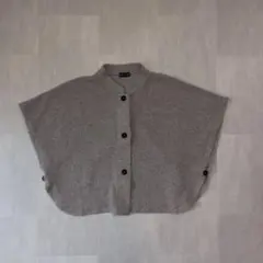 【SALE】カジュアル　カーディガン　肩当て　肩掛け　ポンチョ風 　グレー　M
