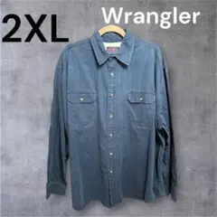 Wrangler ラングラー 紺 ワークシャツ 長袖 2XL コットン シャツ
