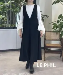LE PHIL 26SS現行 トリプルクロスノースリーブワンピース 美品 紺