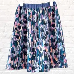 soi-e ソア スカート フレア 総柄 デザイン 膝丈 裏地あり ウエストゴム