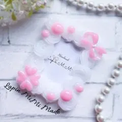 クリア ホイップデコ 硬質トレカケース パステル ピンク ラメ リボン カード