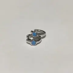 【未使用】ターコイズ風 シルバー フープピアス 両耳用
