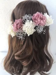 UP ピンク　髪飾り　前撮り　成人式　卒業式　結婚式　水引　振袖　袴　花　ドレス