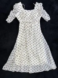 ドットワンピース 春夏 白ワンピース