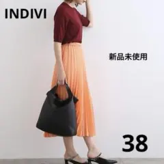 ✳︎新品未使用✳︎ INDIVI ヴィンテージ風サテンプリーツスカート　洗える