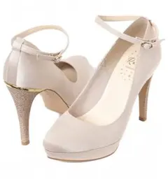 【23cm】R&E ラメヒールサテンパンプス