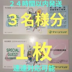 【９月末まで】三井グリーンランド株主優待券入場券３枚と乗り物券２０枚の引換券１枚のサムネイル