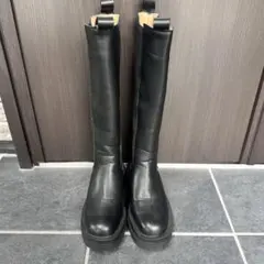未使用に近い★膝丈ブーツ 22.5~23cm 35 ブラック