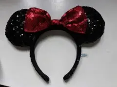 【東京ディズニーランド❤︎】ミニーちゃんスパンコールカチューシャ 赤いリボン付き
