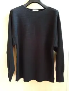 a.v.v 切替ボートネックチュニックニット 黒