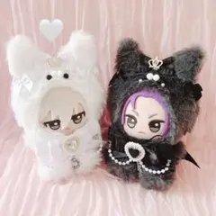 b59 ぬい服 12cm ちびぐるみ 着ぐるみ おすわり 白 悪魔の狼 - メルカリ
