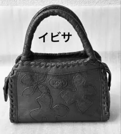 イビサ　IBIZA黒レザー ミニハンドバッグ ブラック