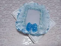 B8 硬質ケース デコ 痛トレカケース ホイップデコ リボン レース 水色