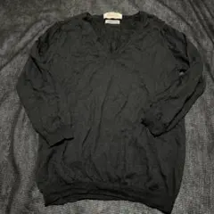 スピックアンドスパンイタリアンヤーンVネックニット ウール100% 黒ブラック