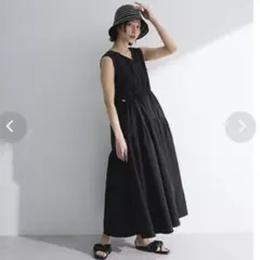 美品 Green Parks ドロストティアードワンピ ブラックのサムネイル