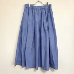 【GU ジーユー】ロングフレアスカート　ストライプスカート　春夏　Aライン　L