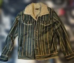 ストライプ柄 デニム　裏ボア　ジャケット　Gジャン　L〜XL