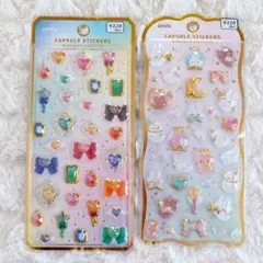 カプセルステッカーきらりんクリスタルエンジェルスノー キラキラ宝石2セット