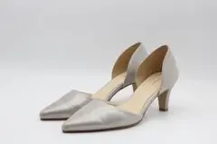04■nouer ヌエール 本革サイドオープンパンプス(36)超美品のサムネイル