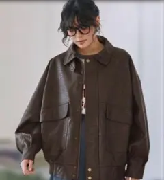 比翼デザインヴィンテージライク オーバーサイズブルゾン　ブラウン