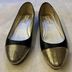 JIMMY CHOO フラットシューズ ブラック/ゴールド