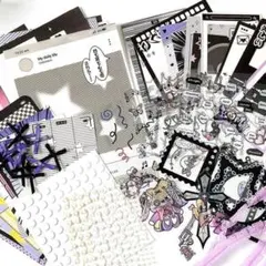 コラージュ素材 紙もの セット 紫 パープル デザインペーパー フレークシール