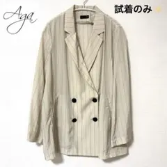 【試着のみ】Aga アーガ キュプラ ストライプ ダブルジャケット ヤマダヤのサムネイル