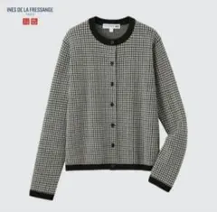 INES 白黒 ジャカード カーディガン 綿