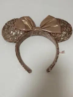 ディズニー　カチューシャ　ミニー　スパンコール　ピンクゴールド　ローズゴールド