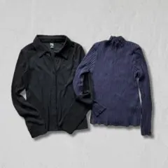 DAZY ニットトップス2点セット リブ ハイネック S レディース