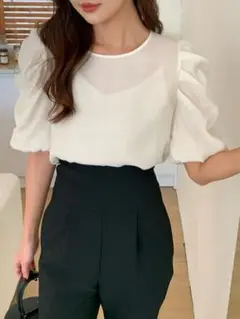BIRTHDAY BASH GATHER SLEEVE CHIFFON TOPS