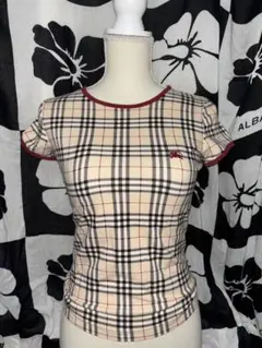 美品 BURBERRY BLUE LABEL ノバチェック リンガーTシャツ M