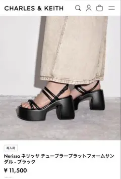 CHARLES & KEITH Nerissa サンダル ブラック - メルカリ