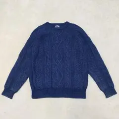 DEN・M・NIT　インディゴ染め　ケーブルコットンニットセーター