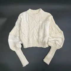 TODAYFUL トゥデイフル パッチワークパフニット アイボリー クロップド