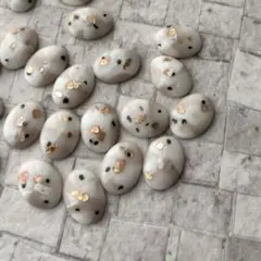 20個/オーバルカボション・マーブニュアンスデザイン(ミルクティー)