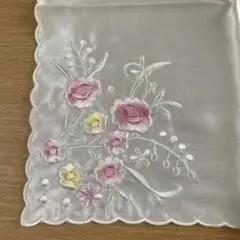 ハンカチ　花柄　シルク