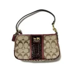 COACH コーチ アクセサリーポーチ シグネチャー ボルドー パイソン
