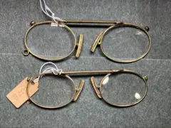 アンティークメガネ 折りたたみ 鼻眼鏡 ケース付 遠近両用丸眼鏡 ポンチ眼鏡 アンティークメガネ 折りたたみ 鼻眼鏡 ケース付 遠近両用丸眼鏡