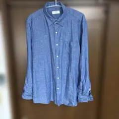 UNIQLO 長袖リネンシャツ Lサイズ ブルー