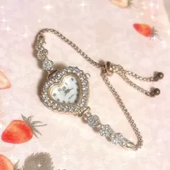 ブレスレット腕時計 ハート ビジュー ピンクゴールド