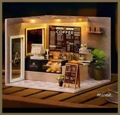 ドールハウスキット コーヒーショップ 悠然珈琲 ミニチュア ダストカバー付