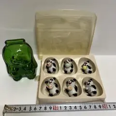ガラス細工　置物　貯金箱　アデリア犬　レトロ　パンダ　昭和レトロ