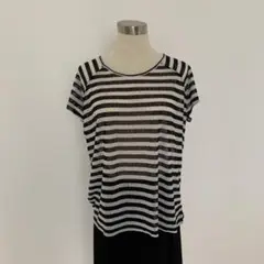 【新品未使用】ASTRE ブラック/ホワイト ストライプ 半袖TシャツMサイズ